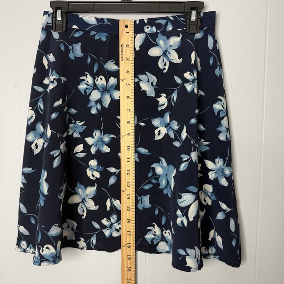 Vintage 90s Jay Jacobs dark blue floral circle mini skirt Small - Picture 4 of 8